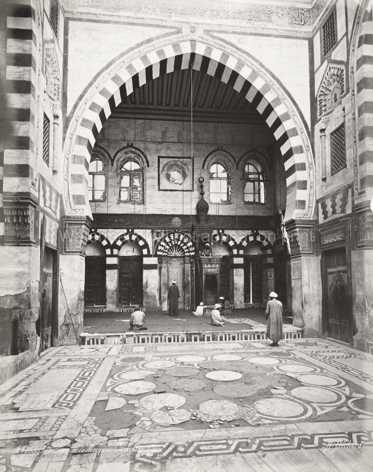 Cairo Egypt Kait Bey Mosque Interior Islamic Architecture Vtg. Photo 19thC.