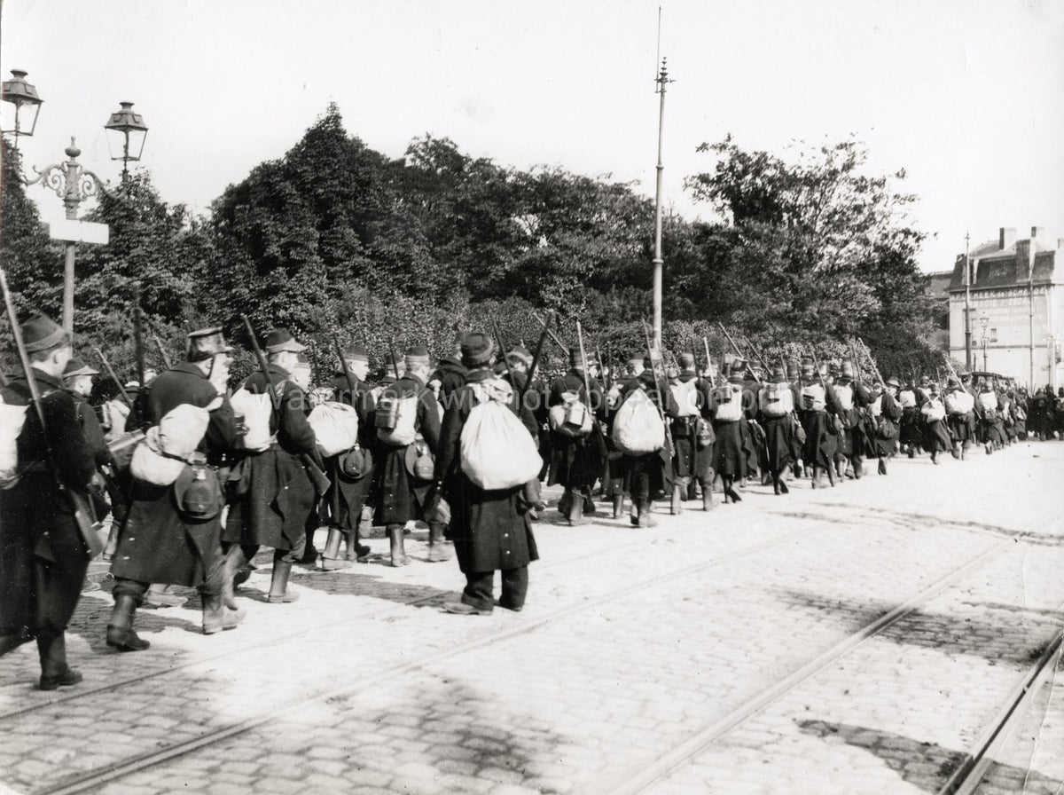 Belgian Infantry Return Melle Soldiers Marching Rifles WW1 Vtg. Photo