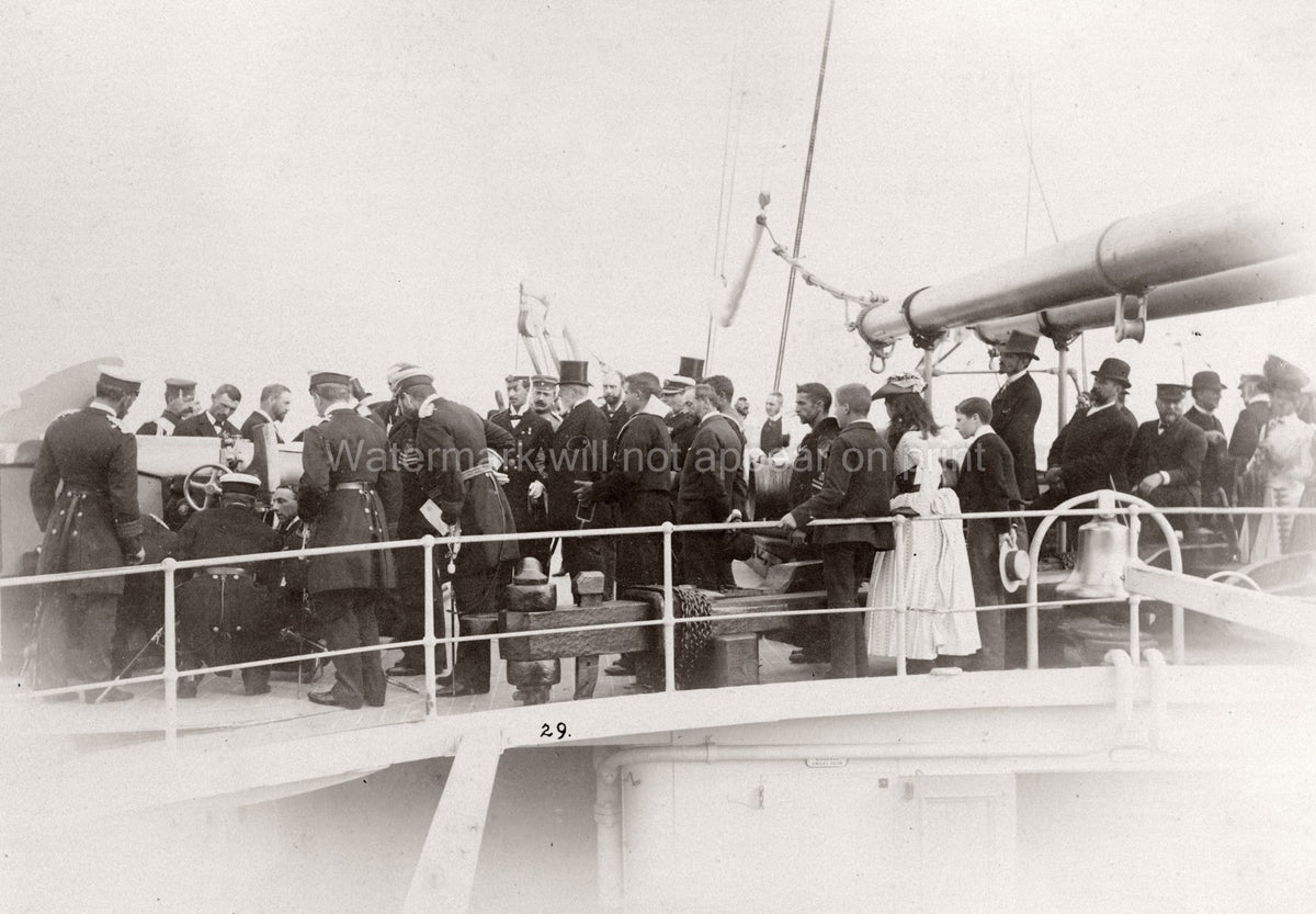White Star Line RMS Teutonic Launch Royal Visitors Ship Deck Vtg. Photo 19thC.