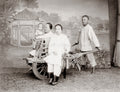 China Women Baby Wheelbarrow Family Portrait Transportation Vtg. Photo 19thC.