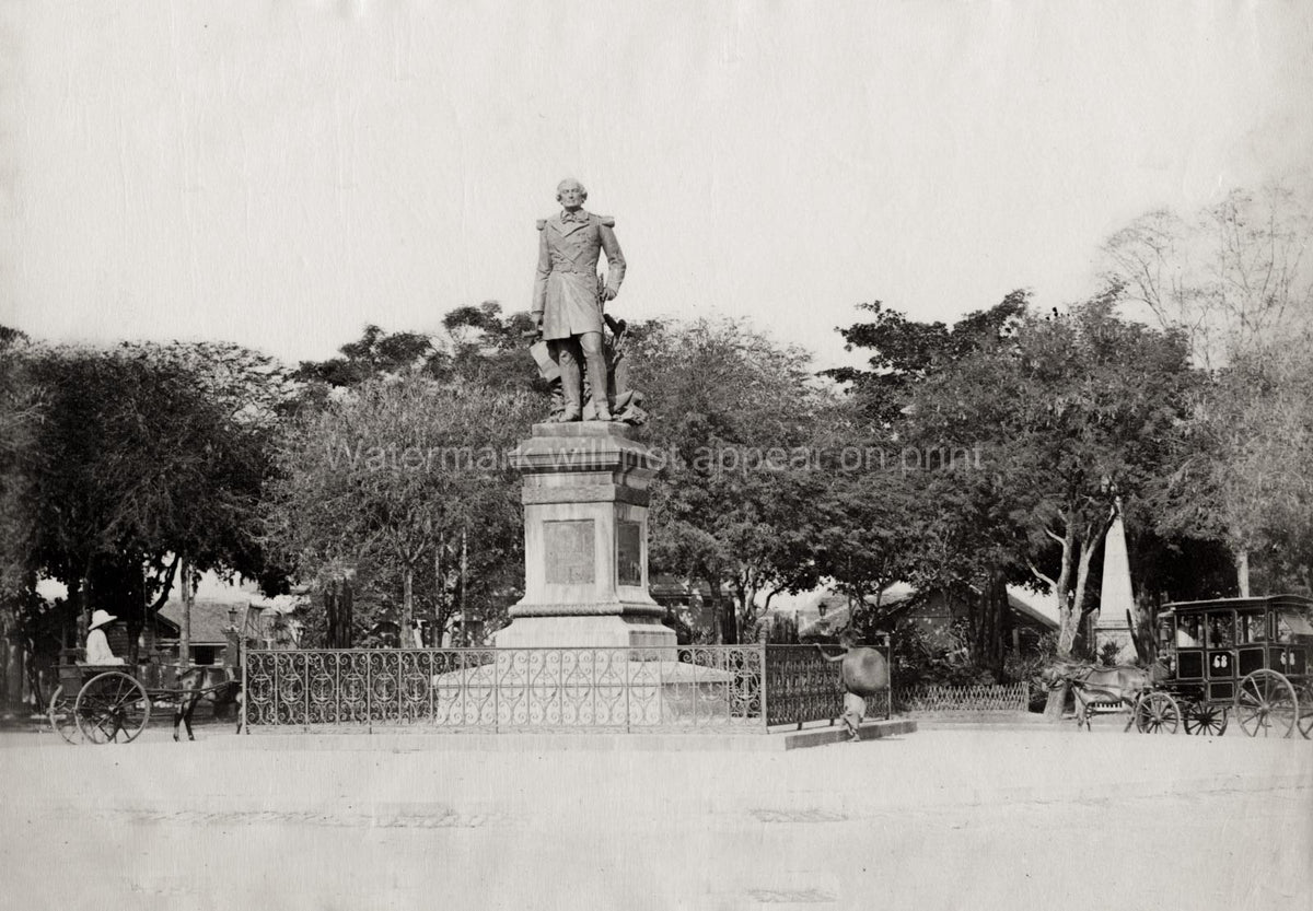 Saigon Vietnam Admiral de Genouilly Statue Monument Park Vtg. Photo 19thC.