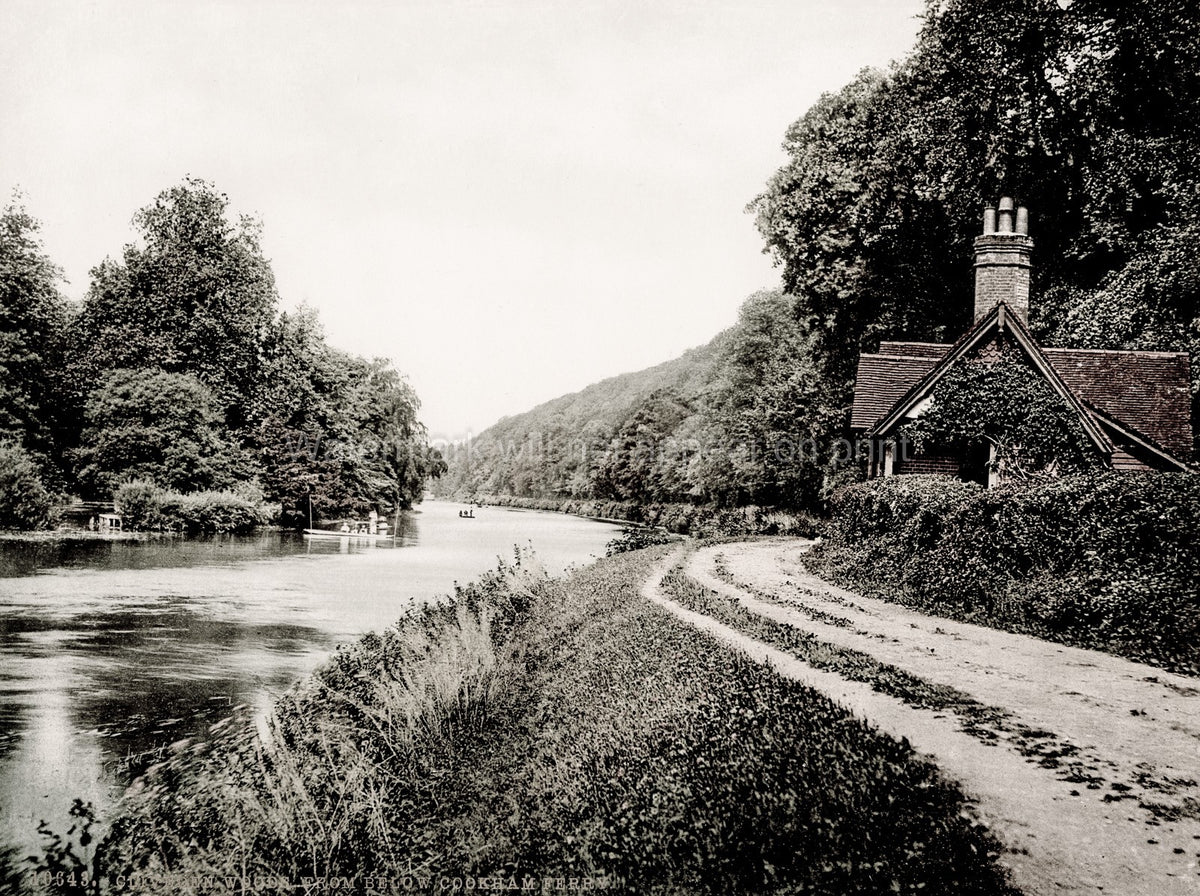 Clivedon Woods Cookham Ferry River Thames Scenic Towpath Vtg. Photo 19thC.