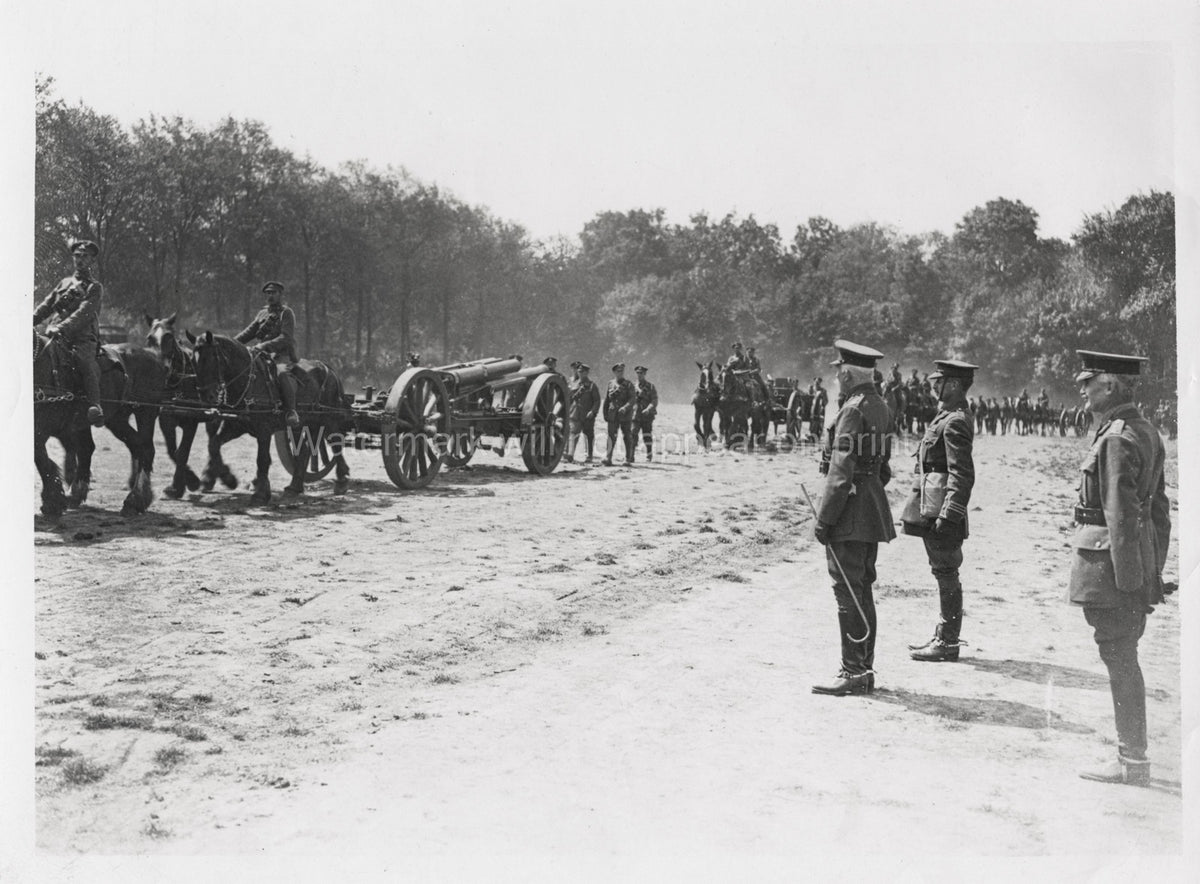 Duke Connaught Inspecting Artillery France WW1 Soldiers Horses Vtg. Photo