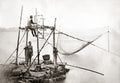 Chinese Fishermen Traditional Fishing Net Bamboo Structure Vtg. Photo 19thC.