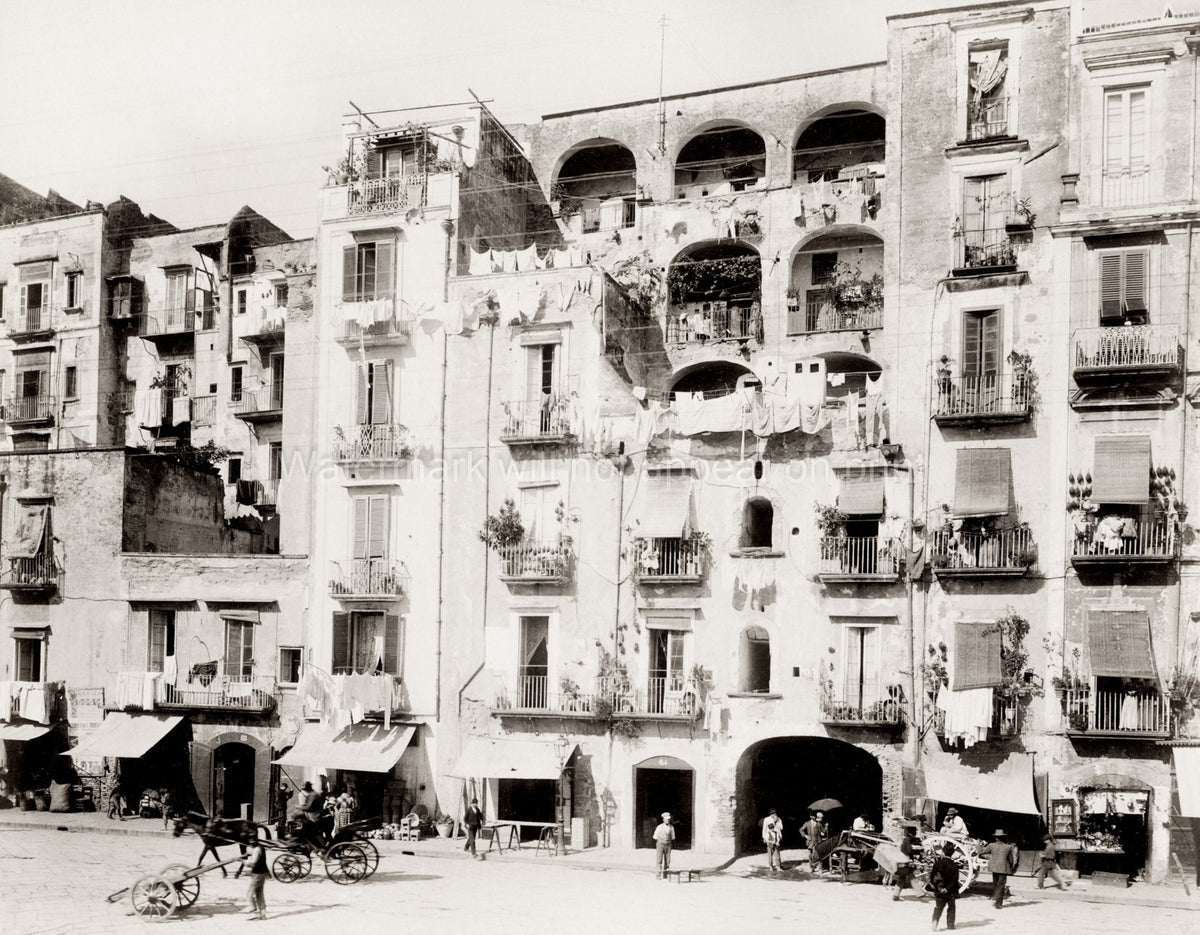 Naples della Marina Tenements Architecture Street Scene Vtg. Photo 19thC.