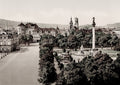 Stuttgart Germany Schlossplatz Old Castle Jubilee Column Vtg. Photo 19thC.