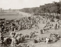 Cairo Egypt Kasr el Nil Grand Bazaar Market Crowd Merchants Vtg. Photo 19thC.