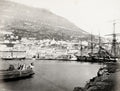 Gibraltar Harbour Rock Sailing Ships Seaport Townscape Vtg. Photo 19thC.