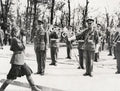 WWII Red Army Woman Photographer Films Military Band Parade Vtg. Photo WW2