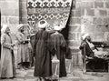 Egypt Muslim Men Praying Turbans Robes Lanterns Banner Vtg. Photo 19thC.