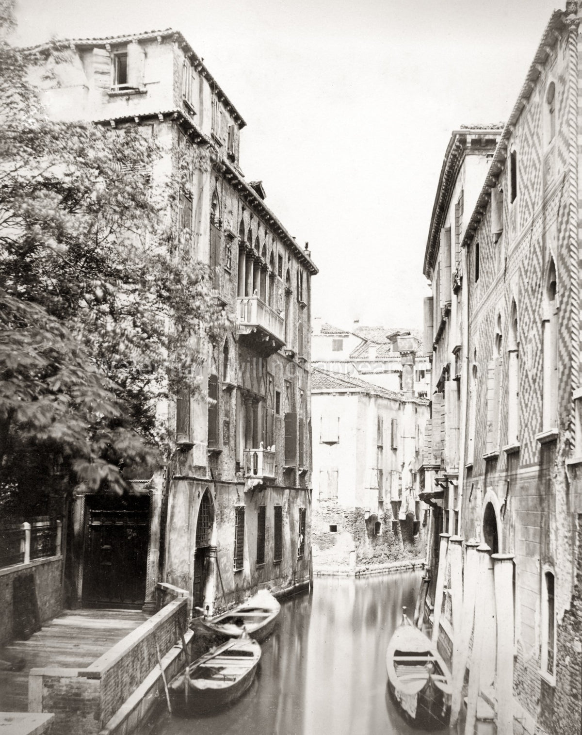 Venice Italy Canal Gondolas Boats Architecture Waterway Vtg. Photo 19thC.