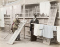Japan Women Doing Laundry Kimono Traditional Household Vtg. Photo 19thC.