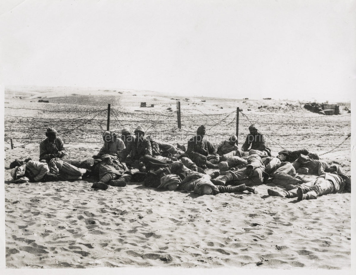 Gaza WW1 Prisoners Soldiers Attack Desert Barbed Wire Vtg. Photo