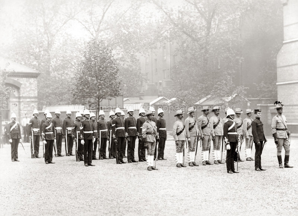 British Army Colonial Regiment Parade Uniforms Slouch Hats Vtg. Photo 19thC.
