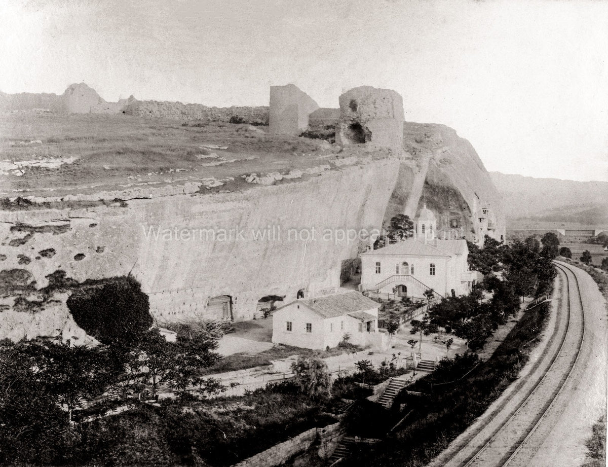 Kalamita Fortress Inkerman Crimea Ruins Monastery Railway Vtg. Photo 19thC.