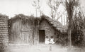 Mexico Country House Girls Adobe Hut Rural Life Vtg. Photo 19thC.