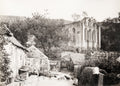 Ruins Rievaulx Abbey Yorkshire Farmstead Chickens Rural Vtg. Photo 19thC.