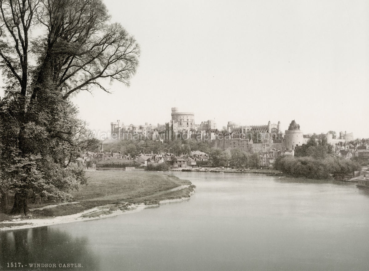 Windsor Castle England River Thames Royal Residence Scenic Vtg. Photo 19thC.