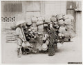 Japan Basket Seller Man Woman Kimono Wares Cart Street Scene Vtg. Photo 19thC.