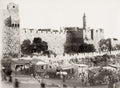Jerusalem Jaffa Gate Fortress Citadel Tower David Street Scene Vtg. Photo 19thC.
