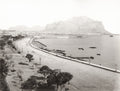 Palermo Sicily Foro Italico Seafront Harbor Mountain Coast Vtg. Photo 19thC.