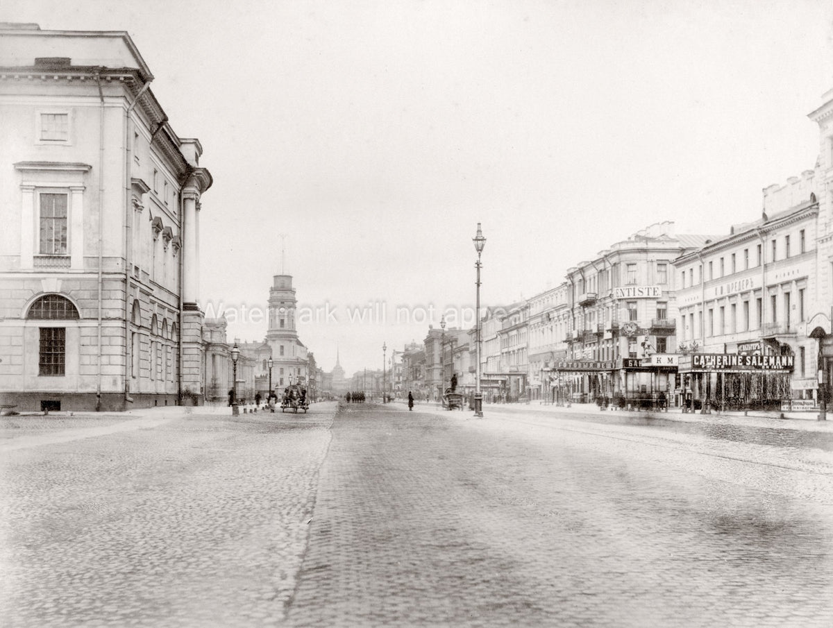 Nevsky Prospect St. Petersburg Russia Cityscape Architecture Vtg. Photo 19thC.