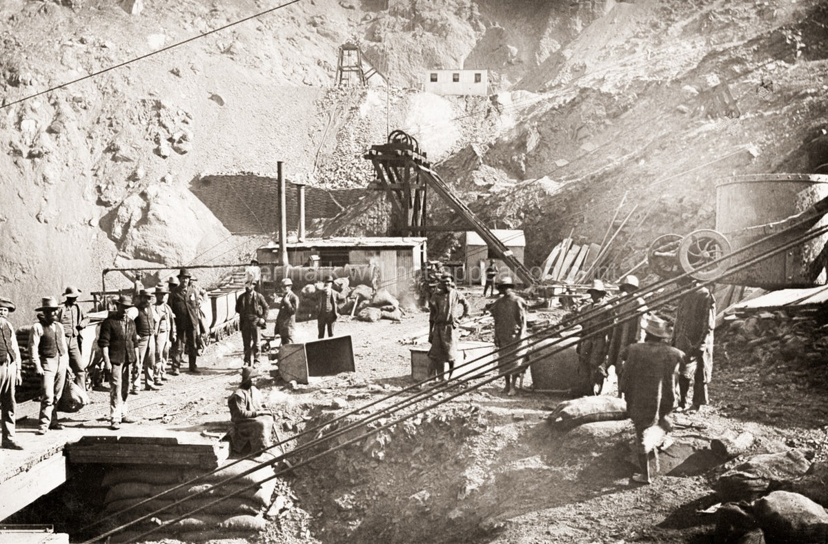Kimberley Mine South Africa Central Company's Shaft Miners Vtg. Photo 19thC.