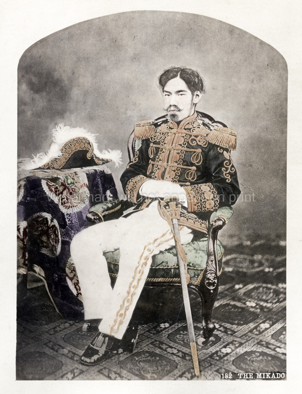 Japanese Emperor Meiji Portrait Royalty Mikado Military Vtg. Photo 19thC.