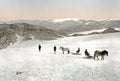 Folgefonna Glacier Norway Sleighs Men Horses Snow Mountains Vtg. Photo 19thC.