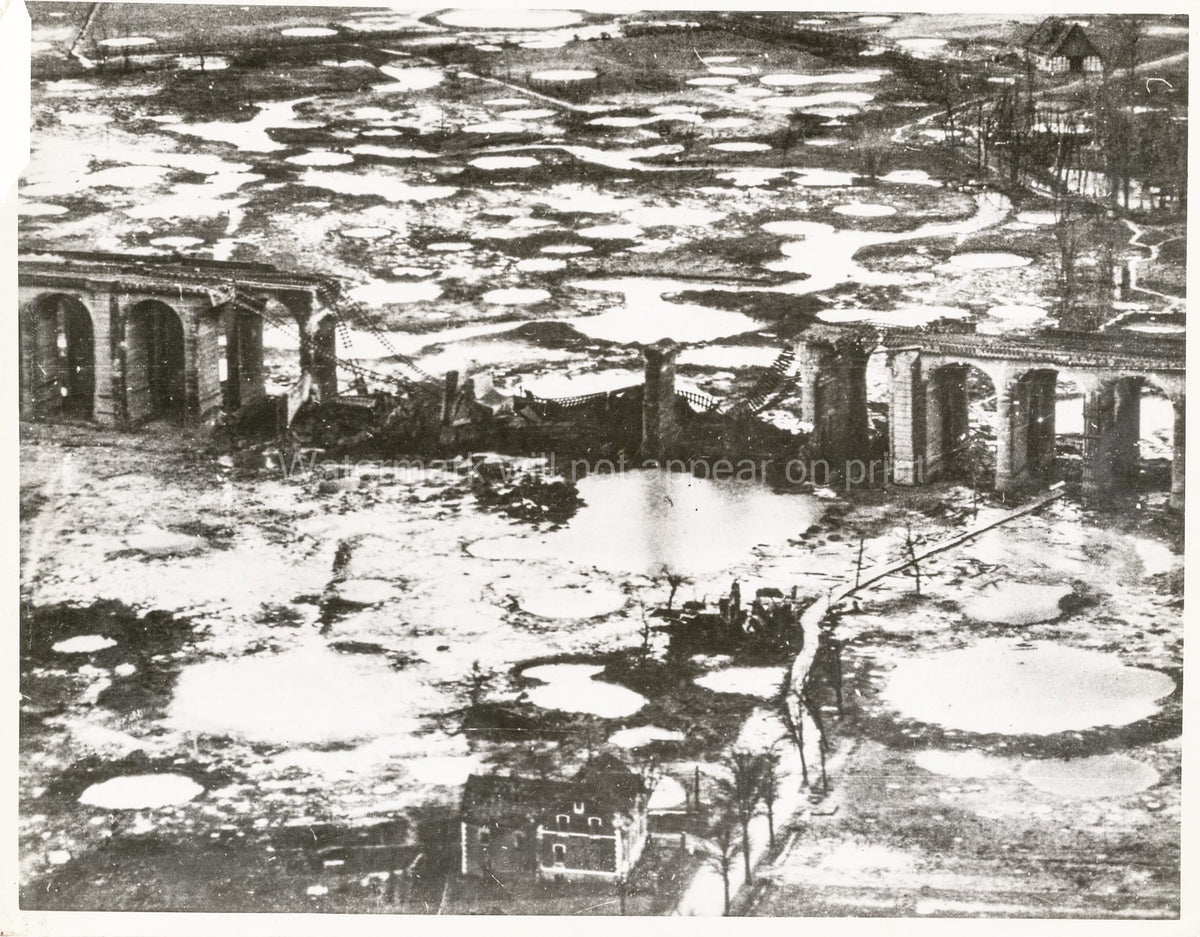 Bielefeld Germany Railway Viaduct WWII Bombing Damage Craters Vtg. Photo WW2