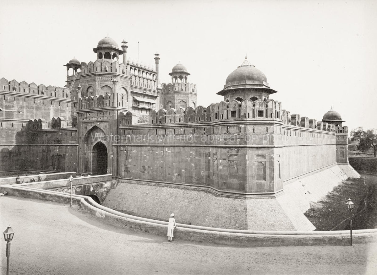 Lahore Gate Red Fort Delhi India Mughal Architecture Fortress Vtg. Photo 19thC.