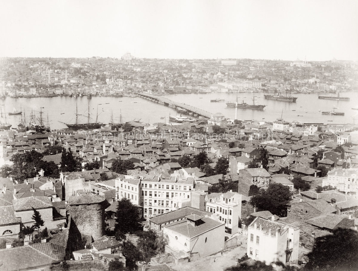 Constantinople Istanbul Bosphorous Harbor Ships Cityscape Vtg. Photo 19thC.