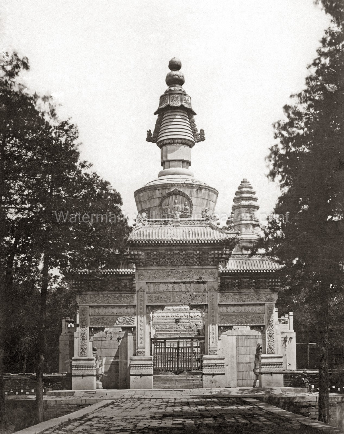 Peking Beijing Buddhist Temple Stupa Pagoda Gate Architecture Vtg. Photo 19thC.