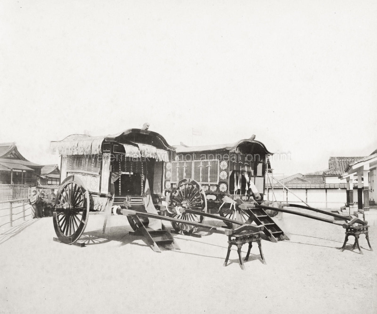 Imperial Palace Ornate Japanese Carriages Gosho-guruma Carts Vtg. Photo 19thC.