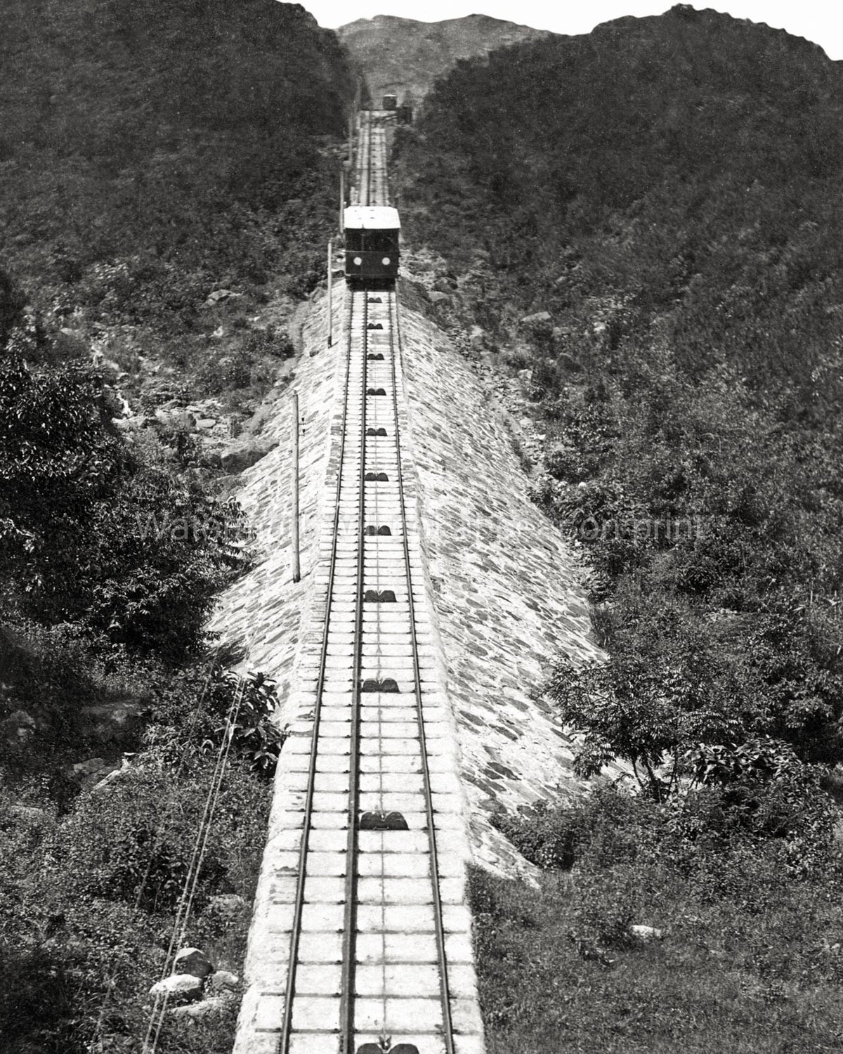 Hong Kong Peak Tram Funicular Railway Steep Incline Mountain Vtg. Photo 19thC.