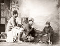 Egypt Pickpocket Stealing Handkerchief Fortune Teller Studio Vtg. Photo 19thC.