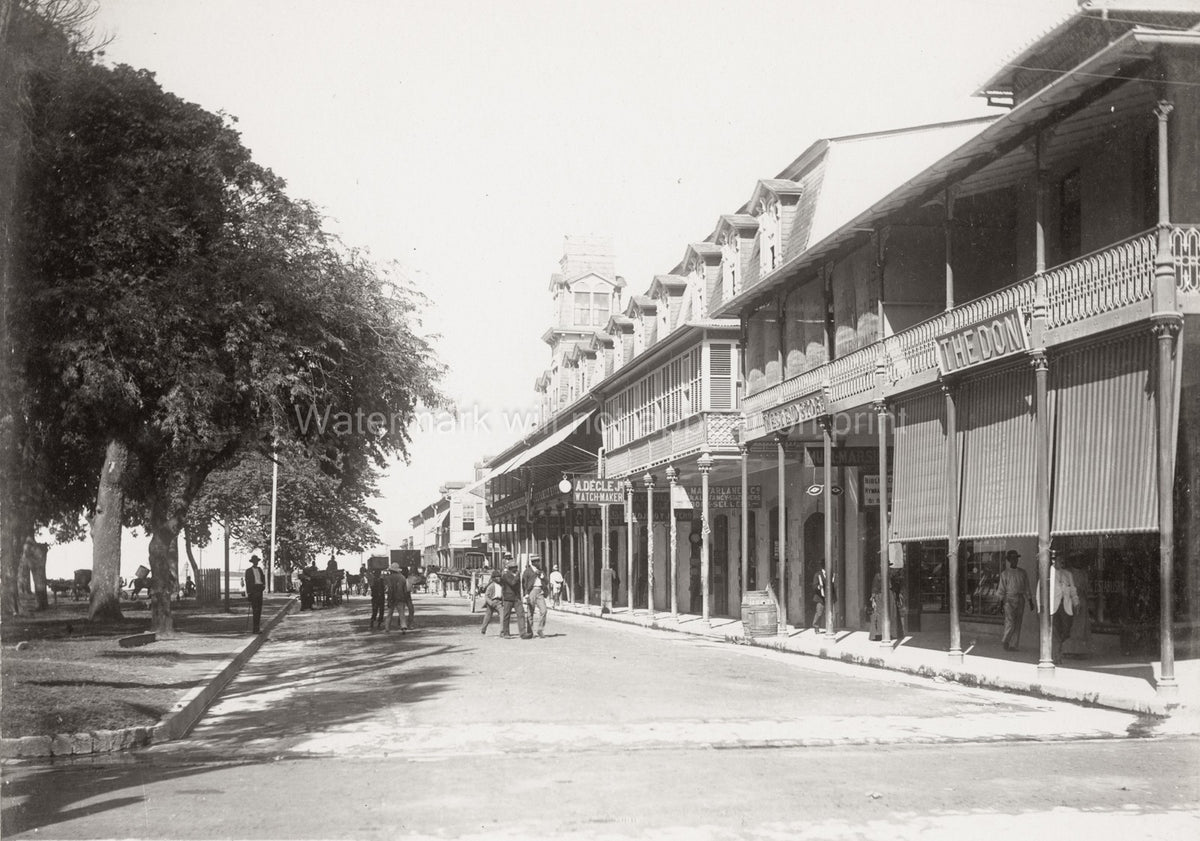 Trinidad Port Spain Street Scene Colonial Architecture Vtg. Photo 19thC.