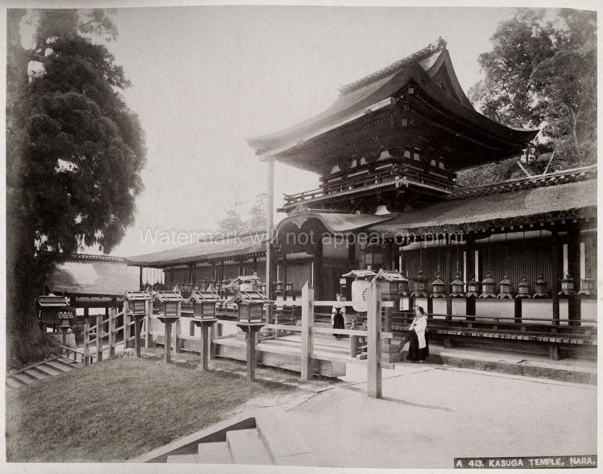 Kasuga Temple Nara Japan Shrine Lanterns Architecture  Vtg.   Photo  19thC.