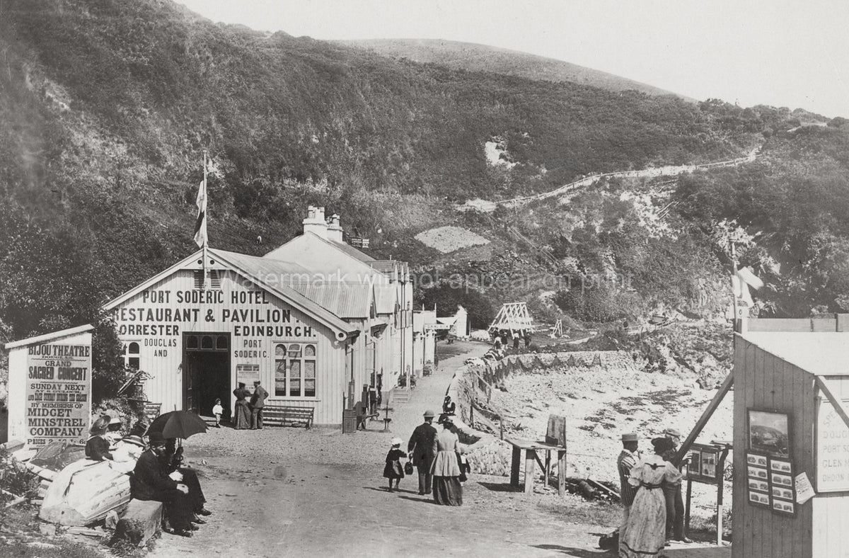 Port Soderick Isle Man Beach Hotel Pavilion Seaside Resort Vtg. Photo 19thC.