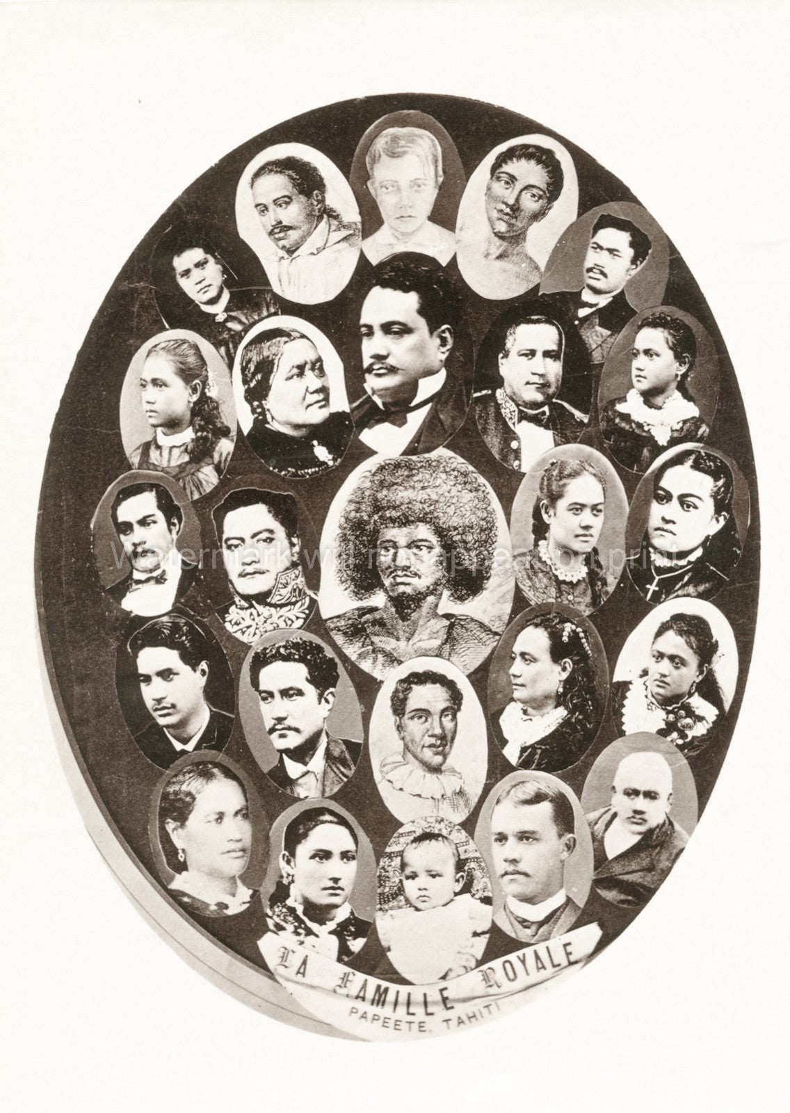 Tahiti Papeete Royal Family Pmare Dynasty Composite Portraits Vtg. Photo 19thC.