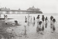 Eastbourne Pier East Sussex Children Paddling Beach Seaside Vtg. Photo 19thC.