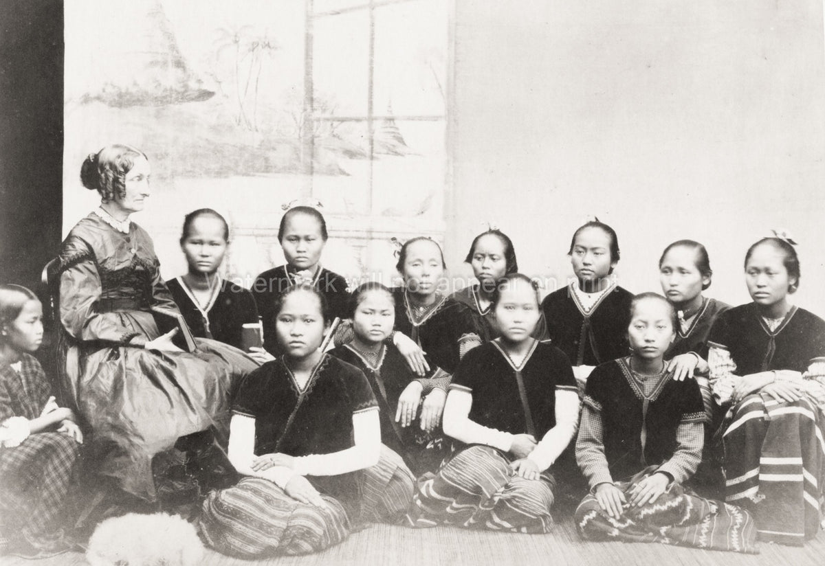 Burma Myanmar Karen People Christian Mission School Teacher Vtg. Photo 19thC.