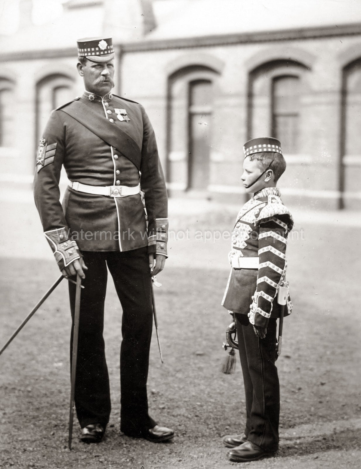 1st Scots Guards Drill Sergeant Drummer Boy Military Uniform Vtg. Photo 19thC.