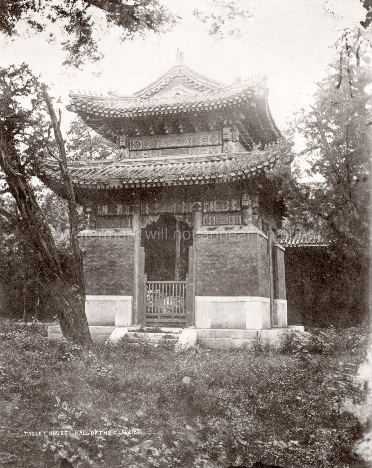 Beijing Hall Classics Tablet House Pavilion Temple China Vtg. Photo 19thC.