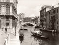 Venice Italy Canal View Gondola Gondolier Bridge Architecture Vtg. Photo 19thC.