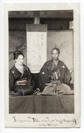 Japanese Daimyo High Official Wife Samurai Kimono Couple Vtg. Photo 19thC.