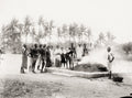 India Cremation Funeral Pyre Ceremony Group People Mourning Vtg. Photo 19thC.