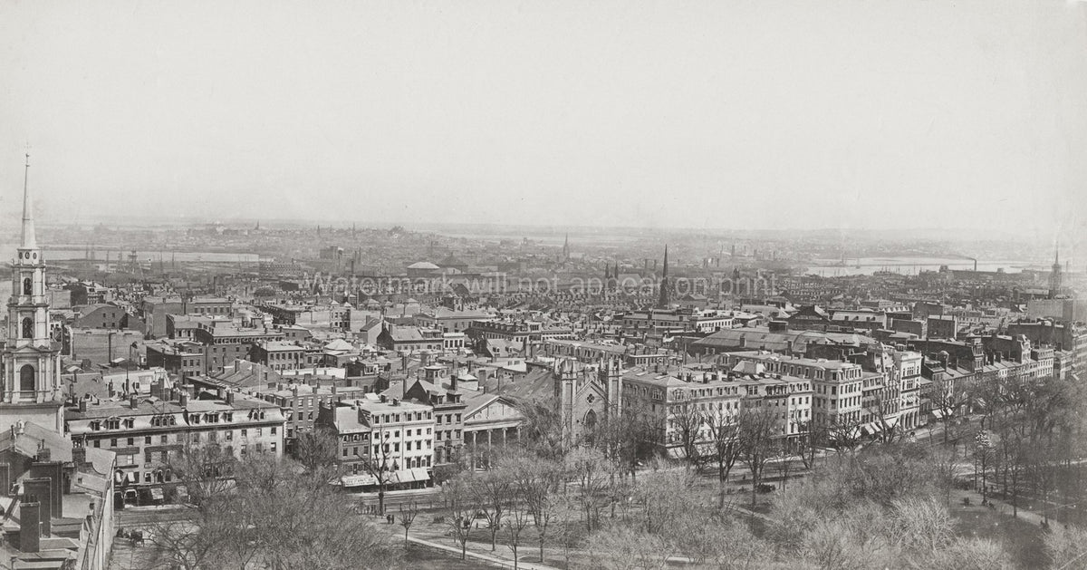 Boston USA Cityscape Overlooking Common Architecture Vtg. Photo 19thC.
