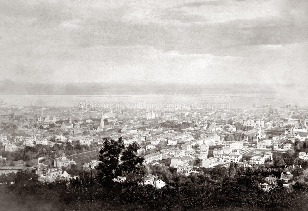 Montreal Quebec Cityscape High Angle View River Bridge Canada Vtg. Photo 19thC.