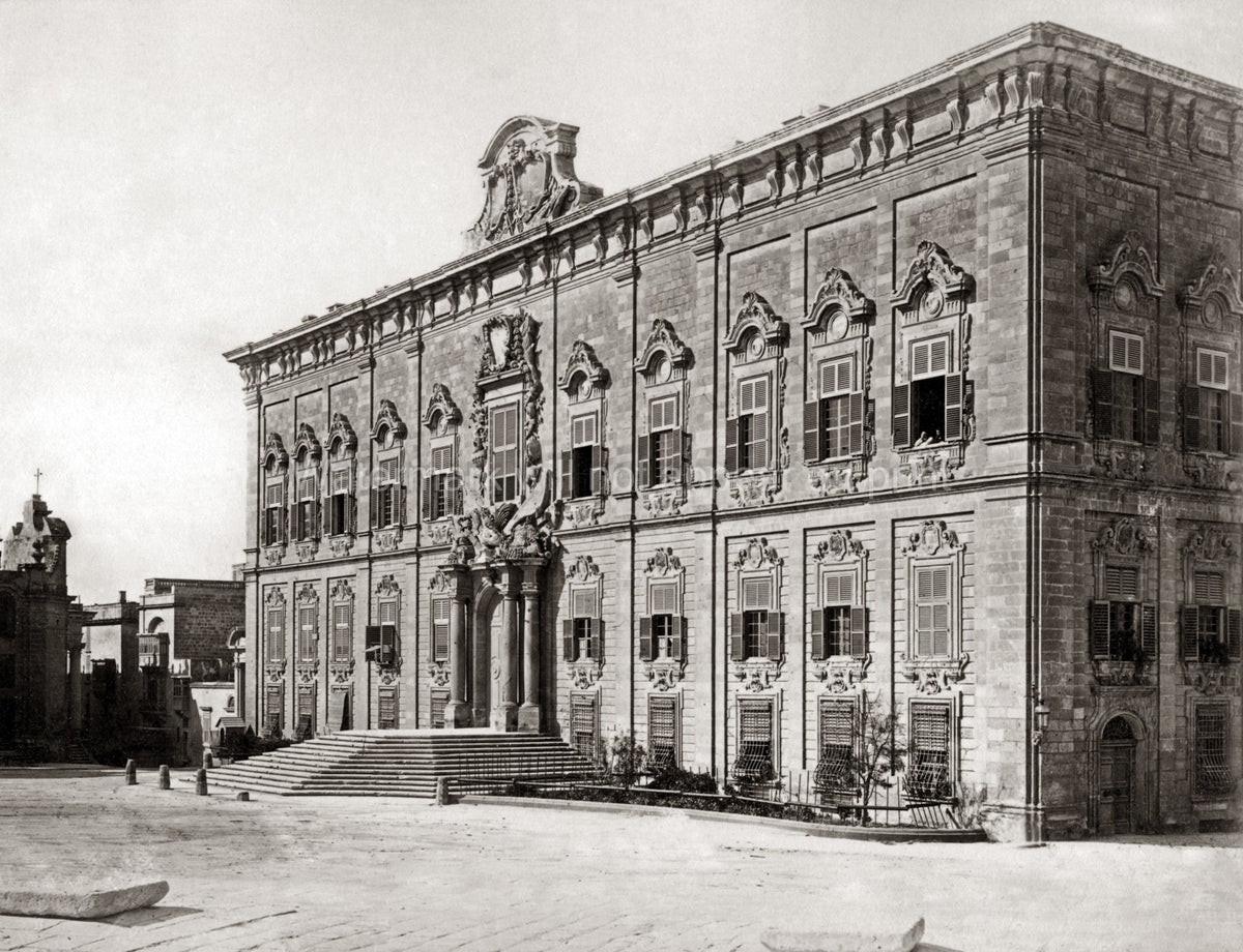 Auberge de Castille Malta Baroque Architecture Palace Facade Vtg. Photo 19thC.